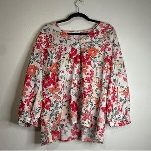 Liz Claiborne Floral Blouse - Red and Orange. Sz XL.